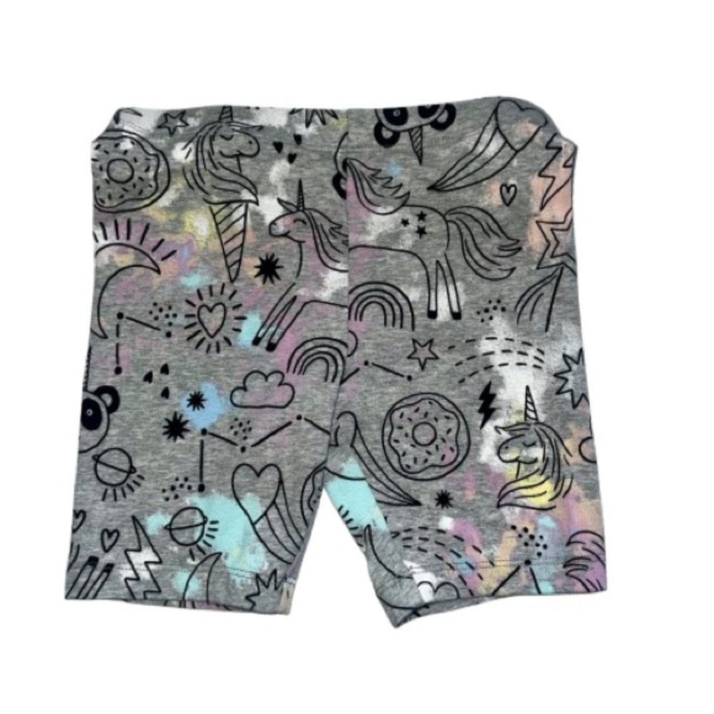 Wonder Nation Girls Small 6/6x Unicorn Hearts Rainbow gray biker stretchy shorts